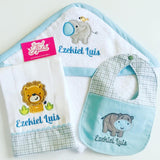 Safari Boy Themed Hooded Towel, Burp Cloth and Bib