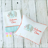 Elephant Small Pillow and Burp Cloth Set