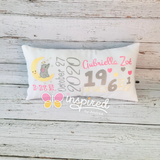 Girls Elephant Birth Announcement Pillow