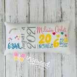 Rainbow Girl Birth Announcement Pillow
