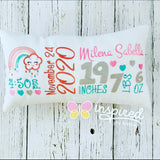 Rainbow Girl Birth Announcement Pillow
