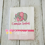 Mom and Baby Elephant Burp Cloth
