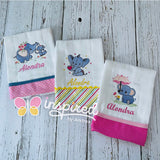 Set of 3 Elephant Baby Girl Themed Burp Cloths