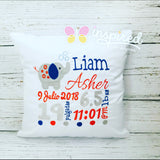 Elephant Birth Announcement Pillow