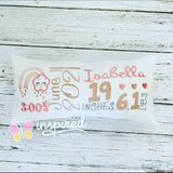 Rainbow Girl Birth Announcement Pillow