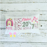 Rainbow Girl Birth Announcement Pillow