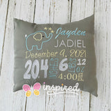 Elephant Birth Announcement Pillow