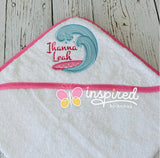 Surfer Girl Themed Hooded Towel and Two Burp Cloths.